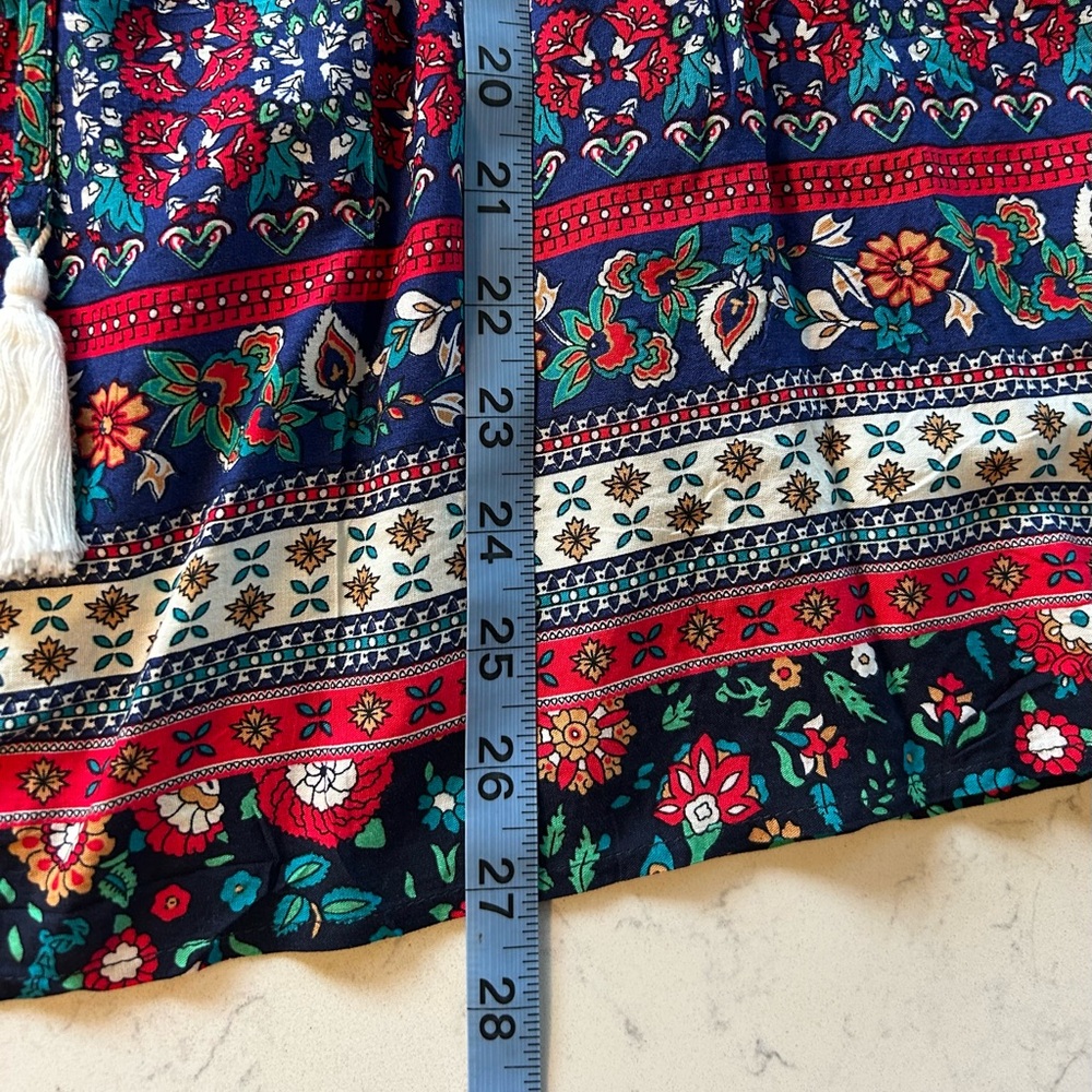 Women’s Casual Boho Floral V Neck Printed Bohemian Blouse - Multicolor - Picture 15 of 16
